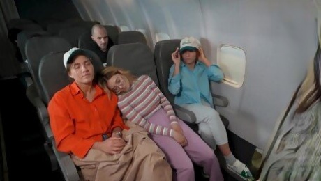 Bubble butt Alexis Willson licked by two hot babes on a plane
