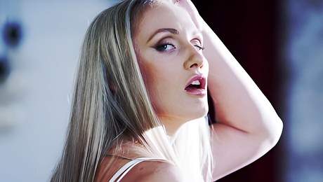 Horny chick Eyla Moore teases in the living room and wants his dick