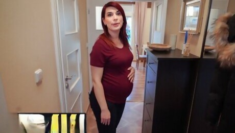 DEBT4k. Bank agent gives pregnant MILF delay in exchange for quick sex