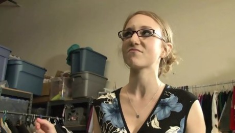 Nerdy math tutor pulls out her big sex toy to motivate a lusty blonde lesbian