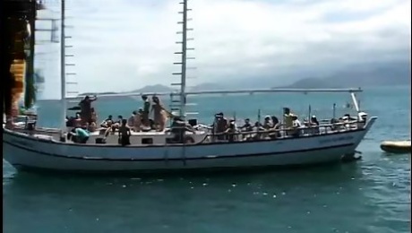 Gorgeous babes get really naughty while having fun on a boat party